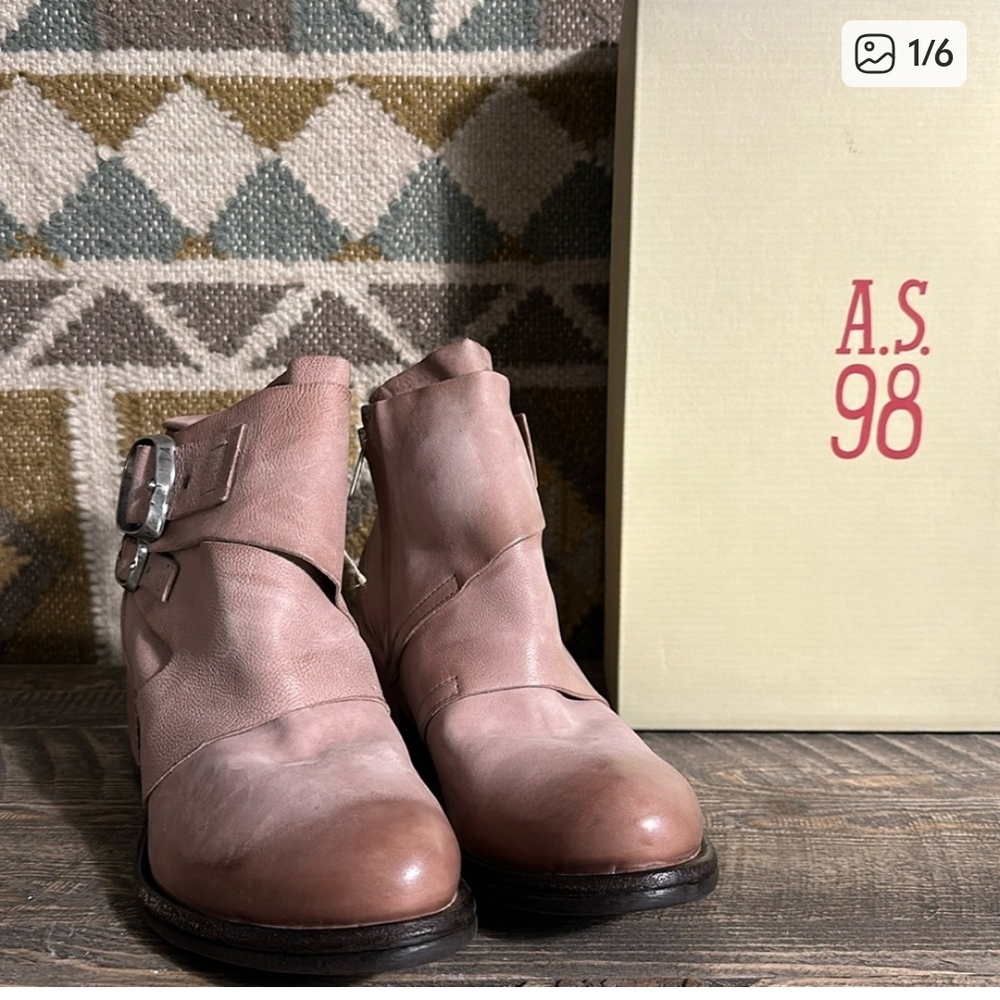 A.S.98 Women's Blush Ankle Boots with Buckle - Picture 3 of 5
